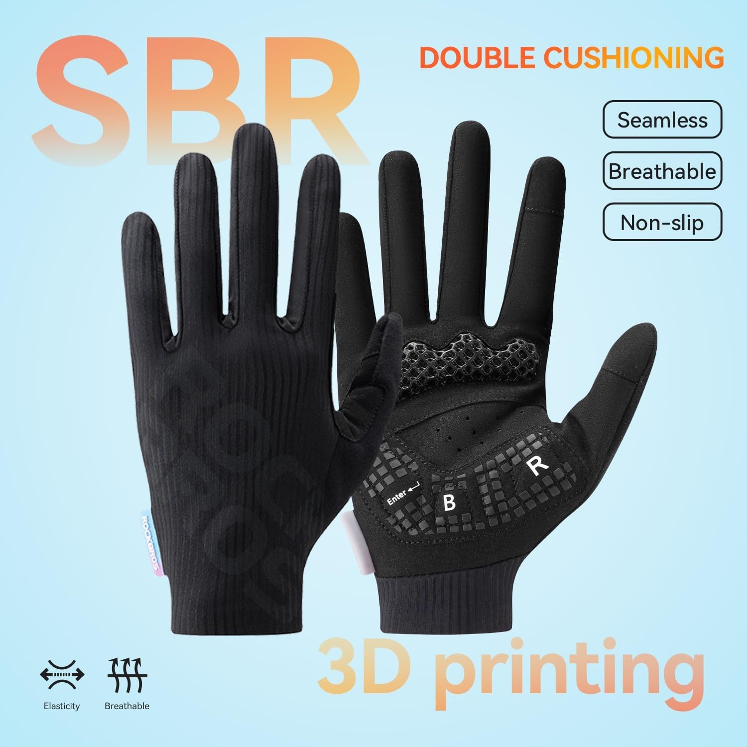 image:imageROCKBROS Cycling Gloves for Men Women 3D Padded Gel Breathable Biking Gloves Touchscreen Compatible Available in Half Finger amp Full Finger for Outdoor SportsFull White