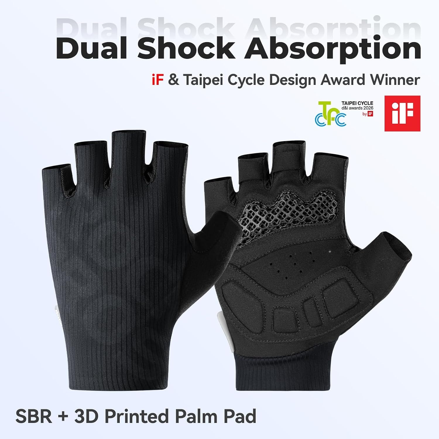 image:imageROCKBROS Cycling Gloves for Men Women 3D Padded Gel Breathable Biking Gloves Touchscreen Compatible Available in Half Finger amp Full Finger for Outdoor SportsHalf White