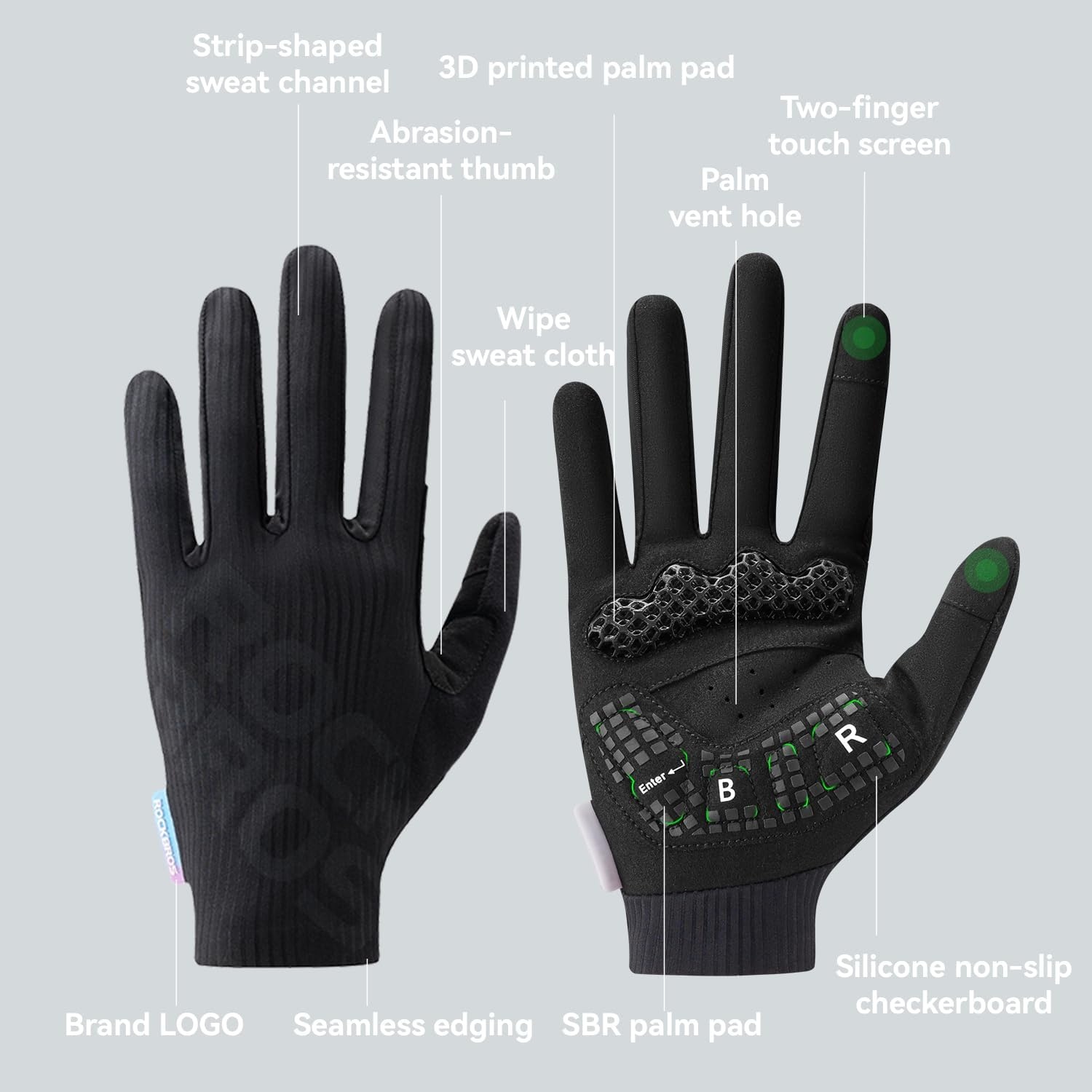 image:imageROCKBROS Cycling Gloves for Men Women 3D Padded Gel Breathable Biking Gloves Touchscreen Compatible Available in Half Finger amp Full Finger for Outdoor SportsFull White