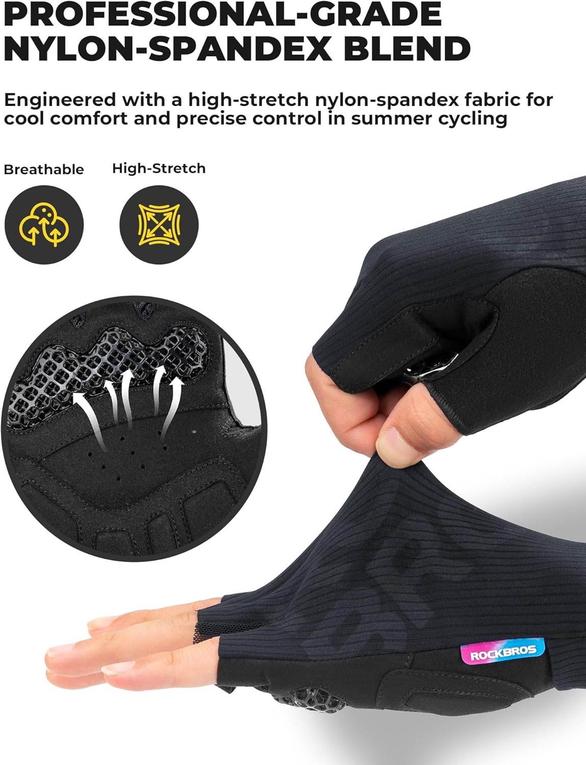 image:imageROCKBROS Cycling Gloves for Men Women 3D Padded Gel Breathable Biking Gloves Touchscreen Compatible Available in Half Finger amp Full Finger for Outdoor SportsHalf Green
