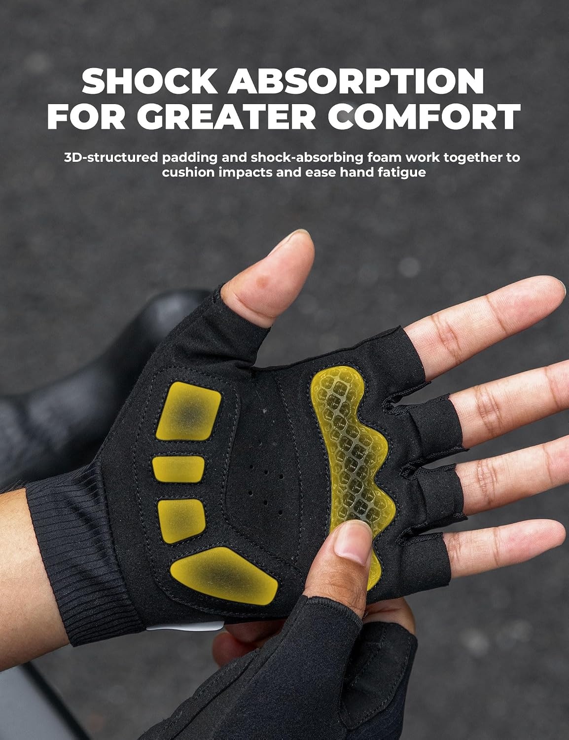 image:imageROCKBROS Cycling Gloves for Men Women 3D Padded Gel Breathable Biking Gloves Touchscreen Compatible Available in Half Finger amp Full Finger for Outdoor SportsHalf Green