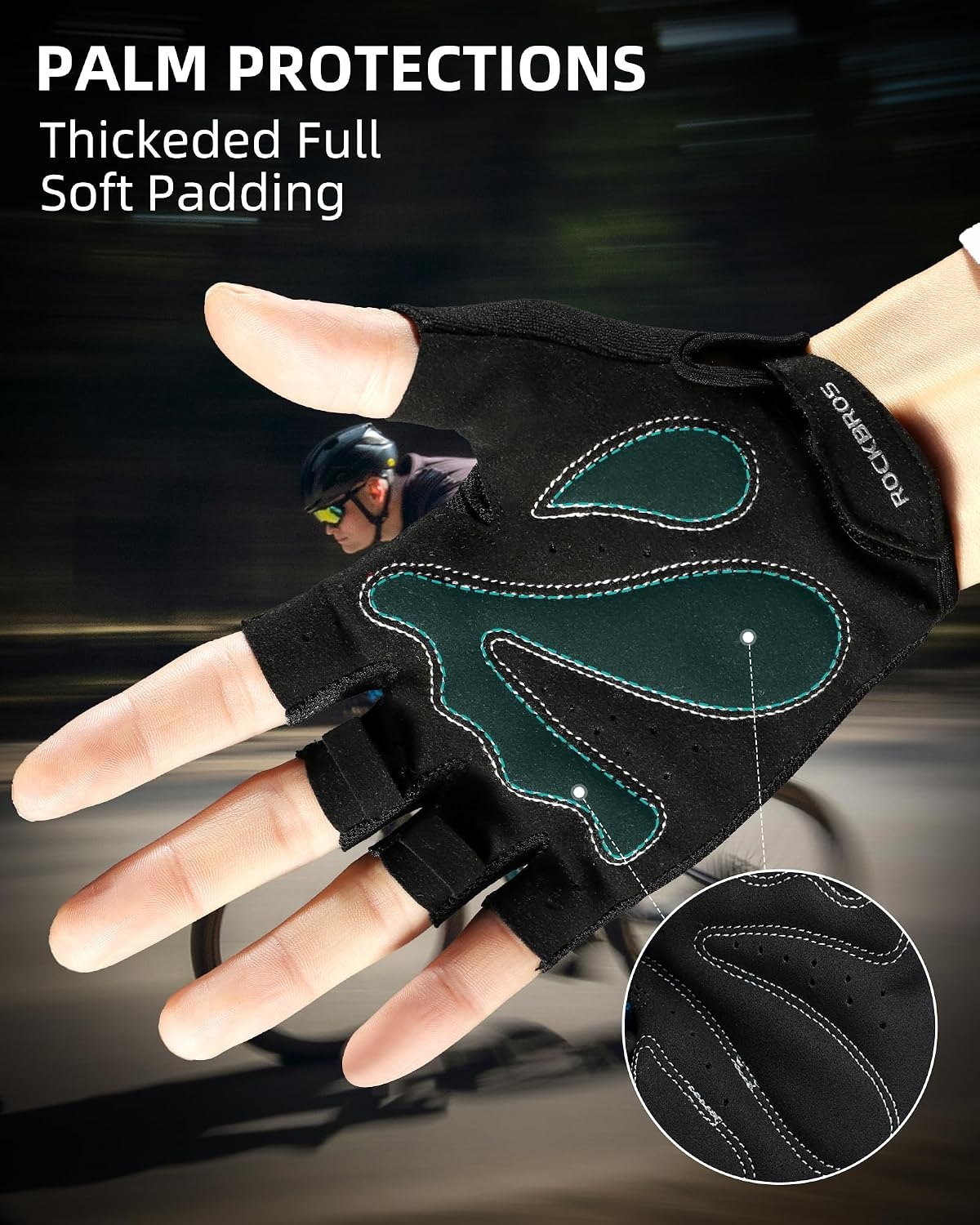image:imageROCKBROS Cycling Gloves for Men Women Breathable Bike Gloves Half Finger Gloves for Daily Cycling Workout Outdoor SportsBlack