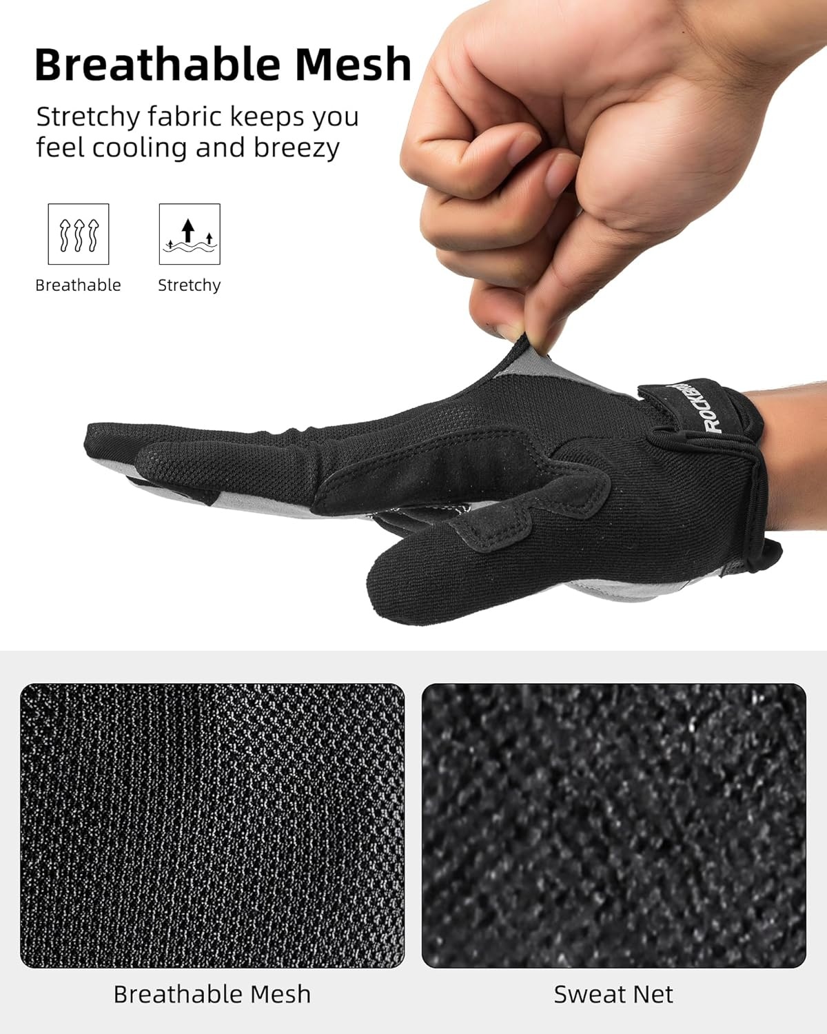 image:imageROCKBROS Cycling Gloves for Men Women Breathable Gel Pad Road Mountain Bike Gloves Touch Screen AntiSlip MTB Gloves for Cycling Workout Outdoor SportsFull Blue