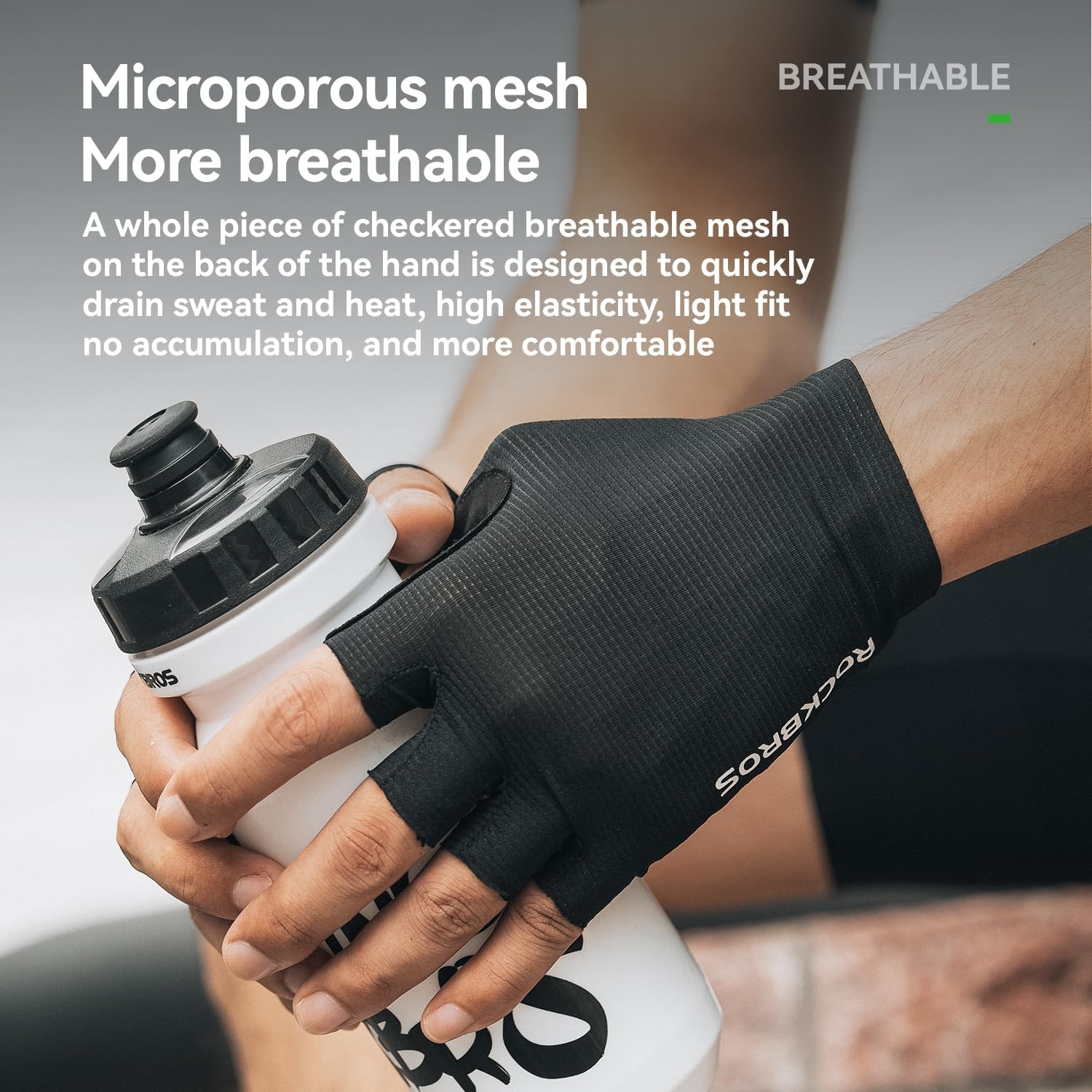 image:imageROCKBROS Cycling Gloves for Men Women Breathable Gel Pad Road Mountain Bike Gloves Touch Screen AntiSlip MTB Gloves for Cycling Workout Outdoor SportsBreathable Half White