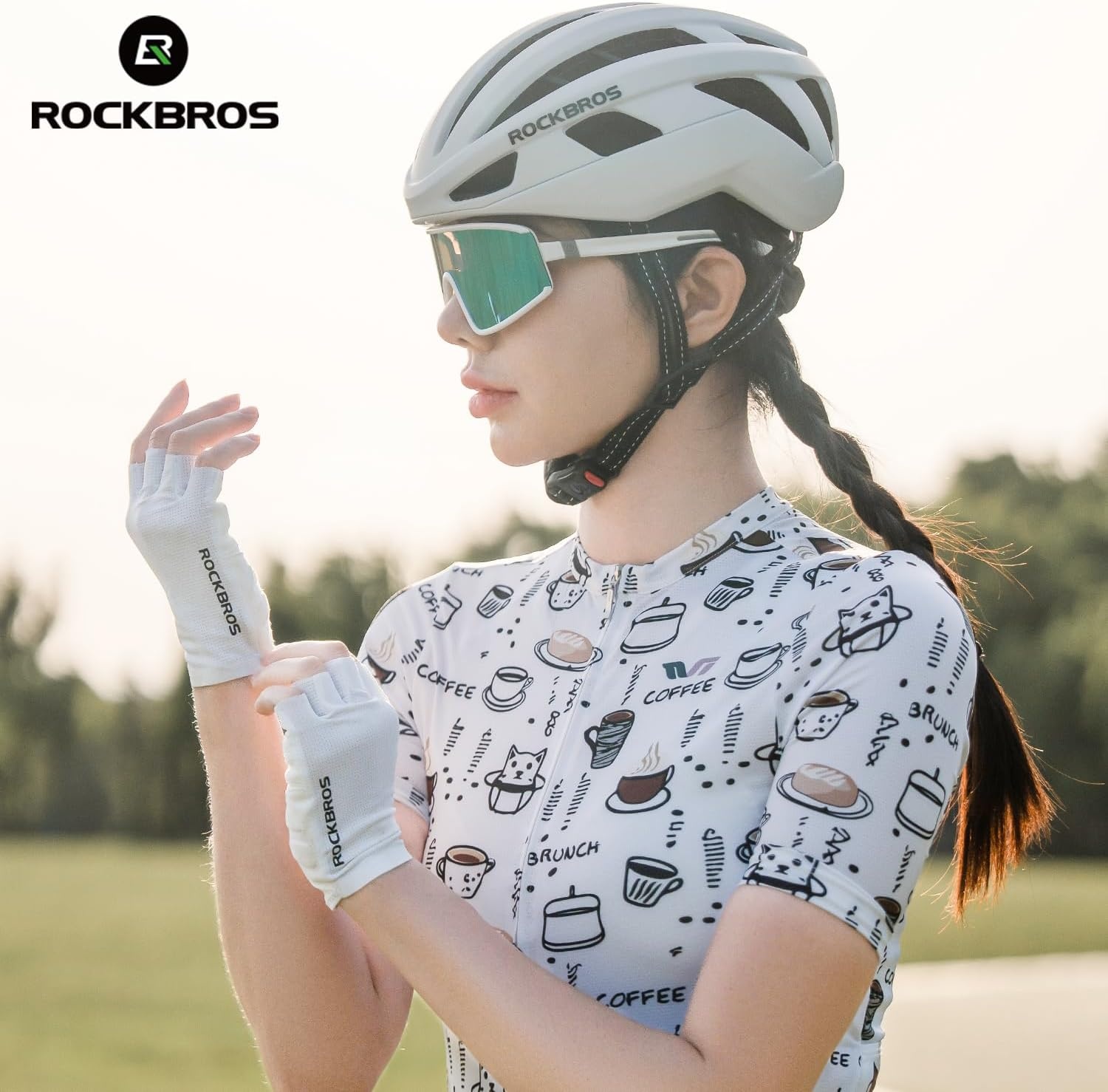 image:imageROCKBROS Cycling Gloves for Men Women Breathable Gel Pad Road Mountain Bike Gloves Touch Screen AntiSlip MTB Gloves for Cycling Workout Outdoor SportsBreathable Half Black