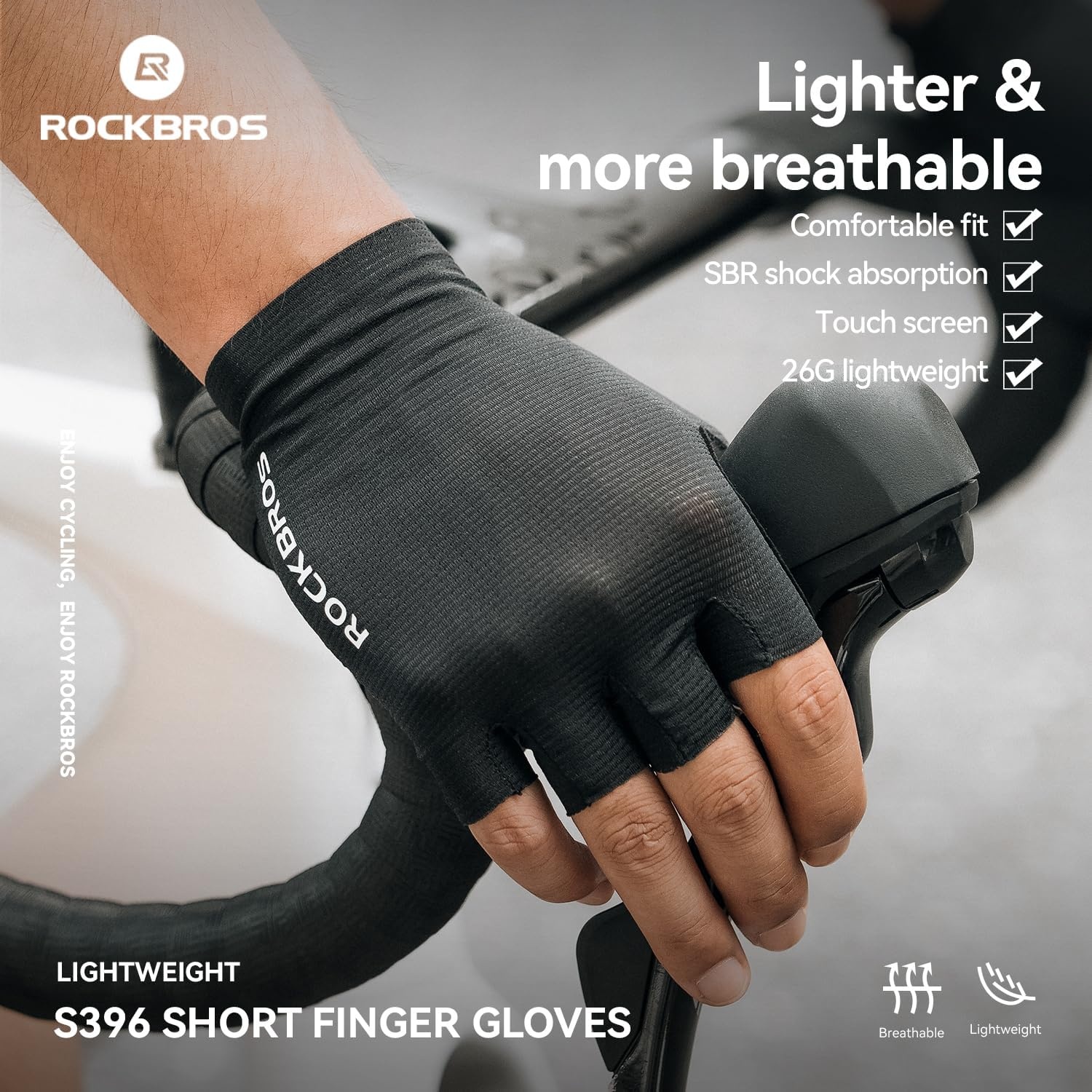 image:imageROCKBROS Cycling Gloves for Men Women Breathable Gel Pad Road Mountain Bike Gloves Touch Screen AntiSlip MTB Gloves for Cycling Workout Outdoor SportsBreathable Half White