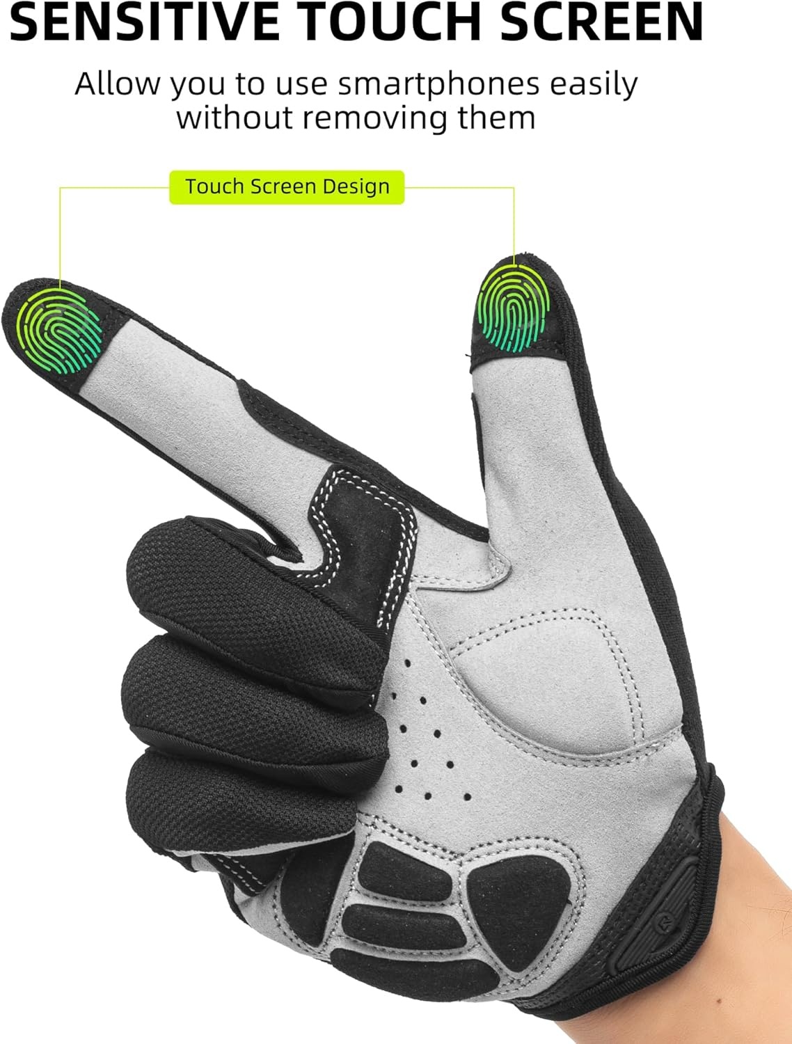 image:imageROCKBROS Cycling Gloves for Men Women Breathable Gel Pad Road Mountain Bike Gloves Touch Screen AntiSlip MTB Gloves for Cycling Workout Outdoor SportsFull Black