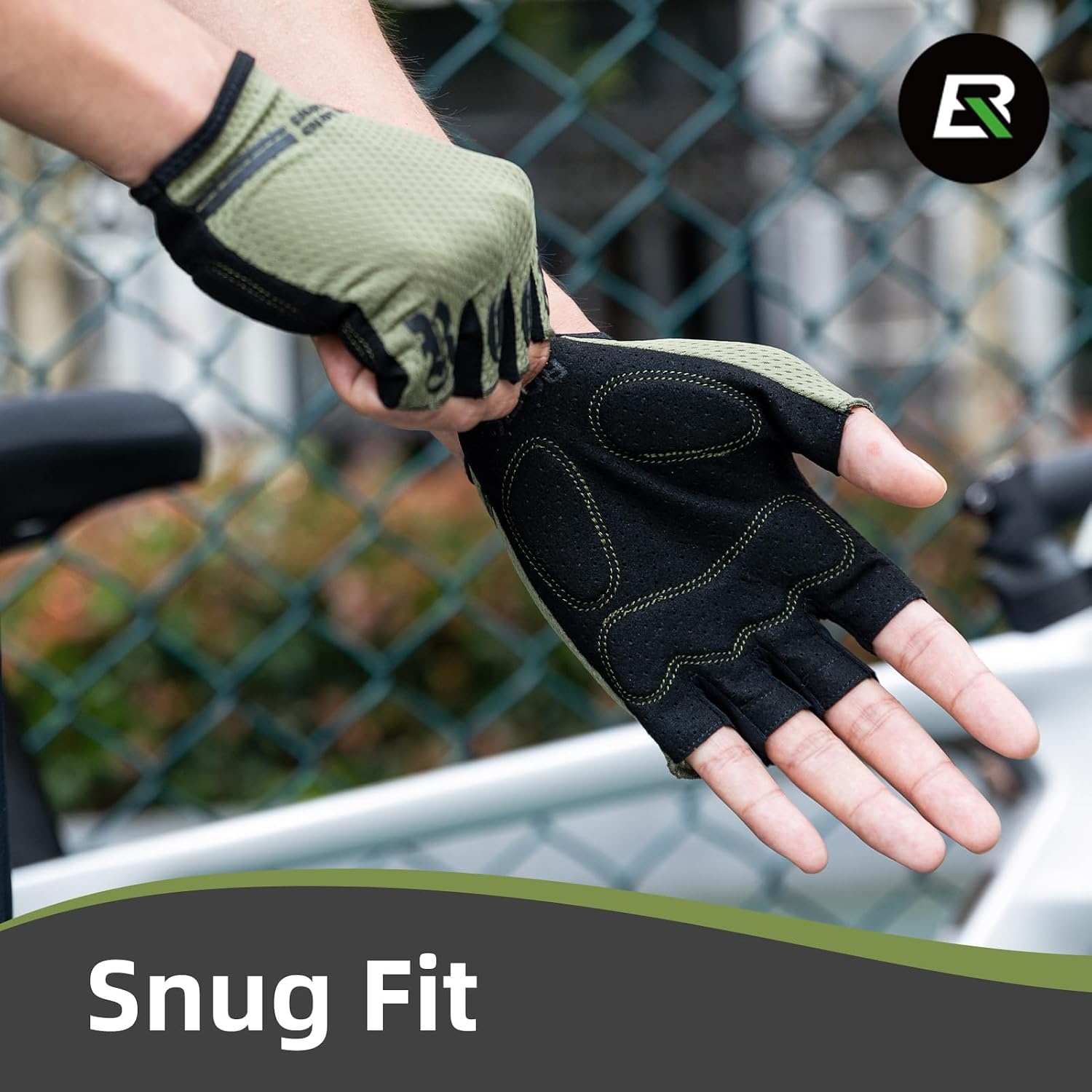 image:imageROCKBROS Cycling Gloves for Men Women Half Finger Breathable Bike Gloves ShockAbsorbing Padded Gloves for Cycling Workout Outdoor SportsBlack Green