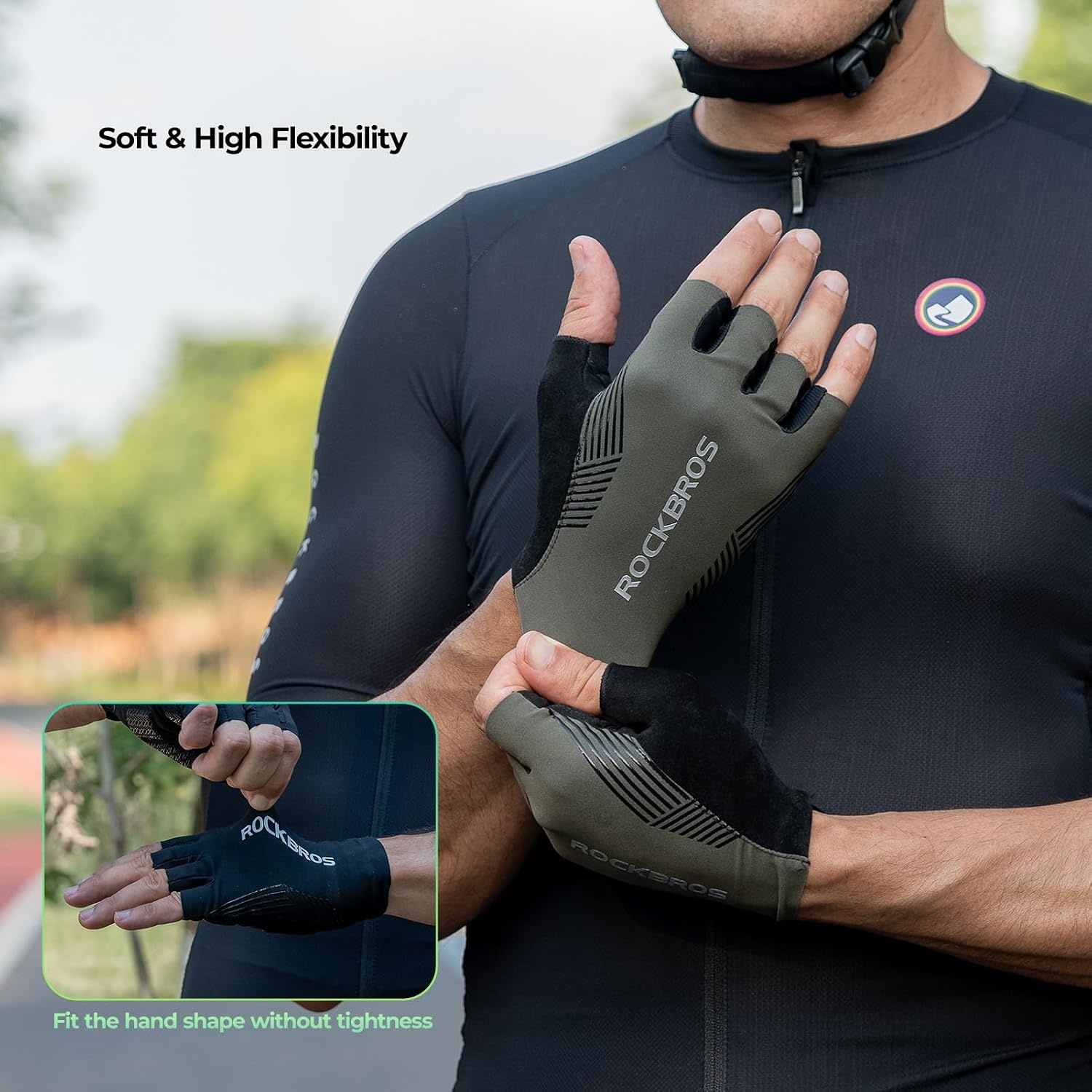 image:imageROCKBROS Cycling Gloves for Men Women Bike Gloves Half Finger with ShockAbsorbing Pad Breathable Mountain Road Biking Motorcycle Gym GlovesBlack