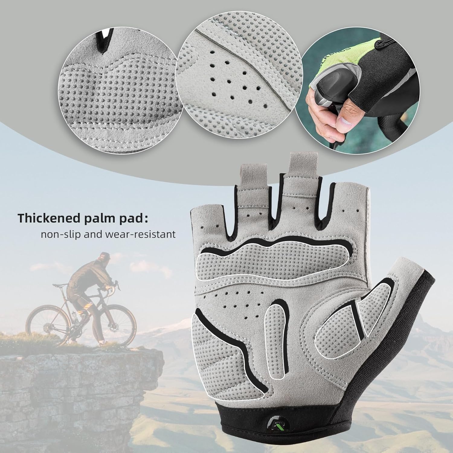 image:imageROCKBROS Cycling Gloves for Men Women Mountain Bike Gloves SBR Pad AntiSlip Road Riding Bicycle Biking Gloves for Cycling Motorcycle GymBlue