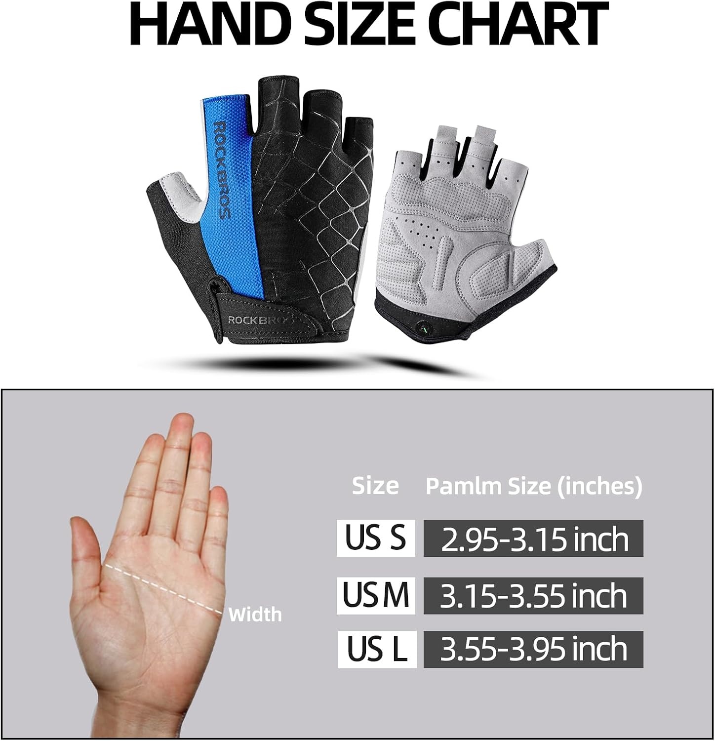 image:imageROCKBROS Cycling Gloves for Men Women Mountain Bike Gloves SBR Pad AntiSlip Road Riding Bicycle Biking Gloves for Cycling Motorcycle GymBlue