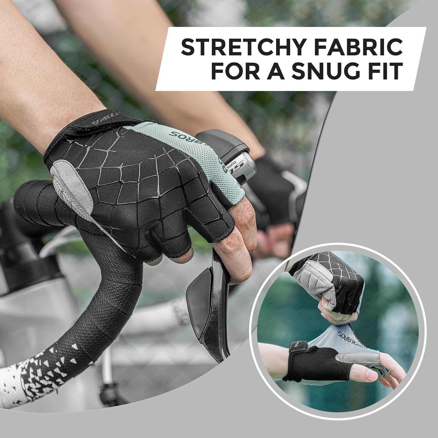 image:imageROCKBROS Cycling Gloves for Men Women Mountain Bike Gloves SBR Pad AntiSlip Road Riding Bicycle Biking Gloves for Cycling Motorcycle GymGray