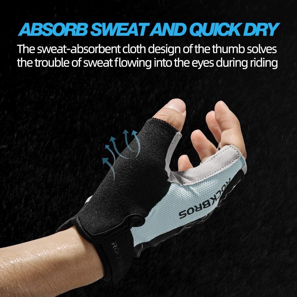 image:imageROCKBROS Cycling Gloves for Men Women Mountain Bike Gloves SBR Pad AntiSlip Road Riding Bicycle Biking Gloves for Cycling Motorcycle GymGray