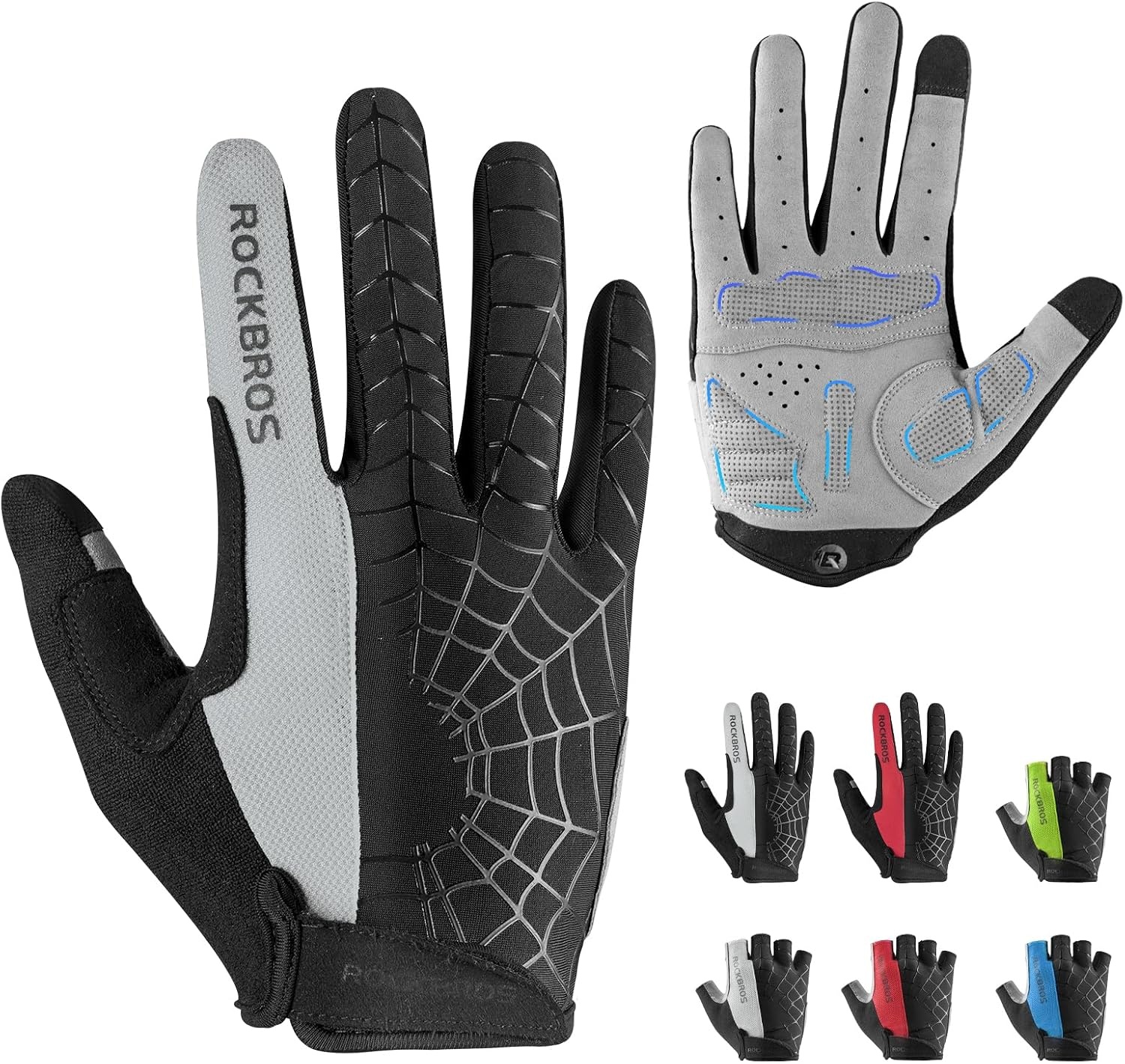 image:imageROCKBROS Cycling Gloves for Men Women Mountain Bike Gloves SBR Pad AntiSlip Road Riding Bicycle Biking Gloves for Cycling Motorcycle GymGray