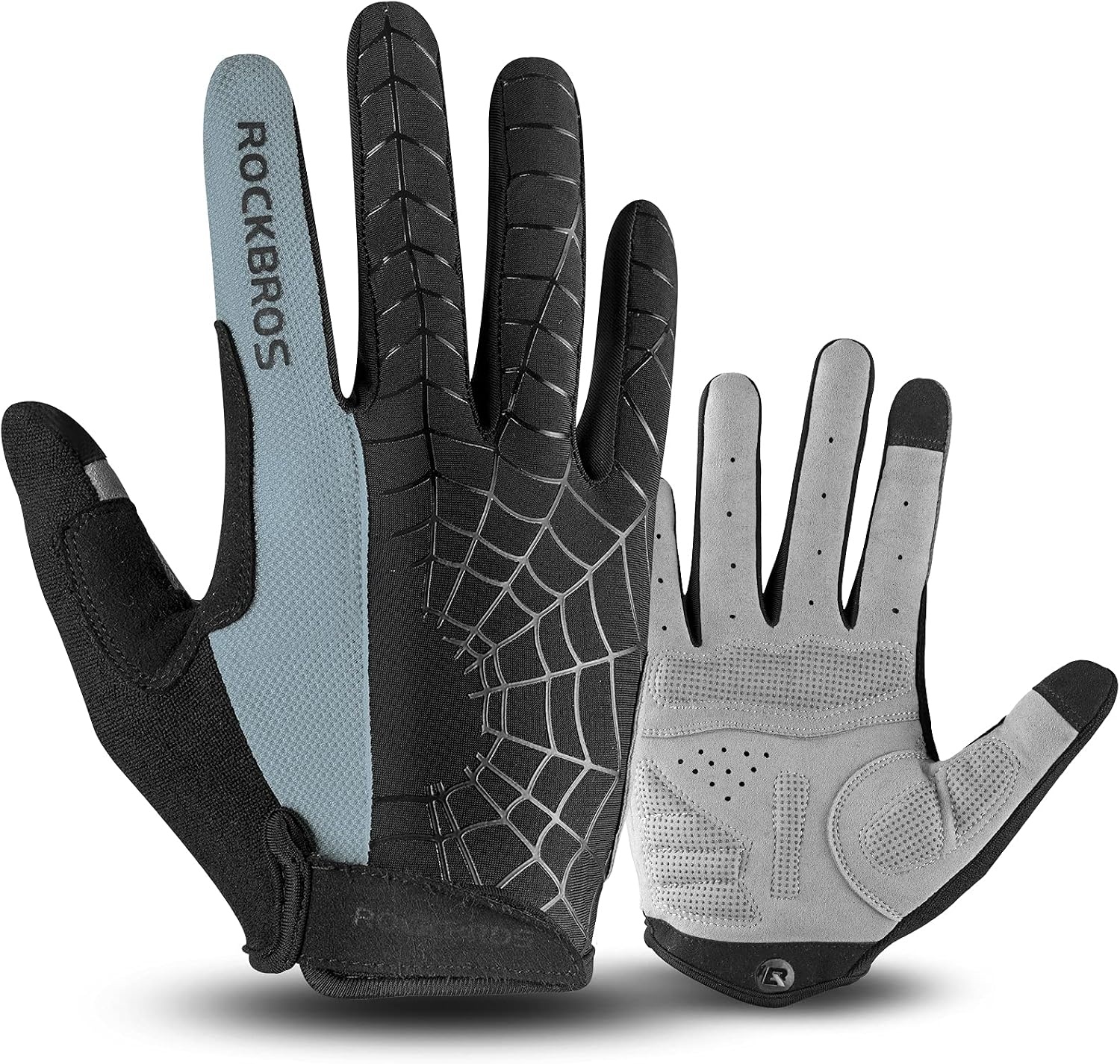 image:imageROCKBROS Cycling Gloves for Men Women Mountain Bike Gloves SBR Pad AntiSlip Road Riding Bicycle Biking Gloves for Cycling Motorcycle GymGray