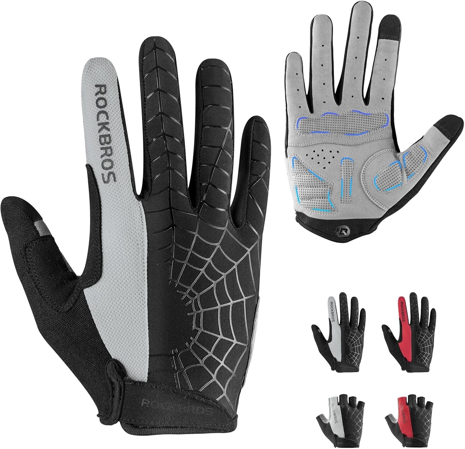image:imageROCKBROS Cycling Gloves for Men Women Mountain Bike Gloves SBR Pad AntiSlip Road Riding Bicycle Biking Gloves for Cycling Motorcycle GymGray