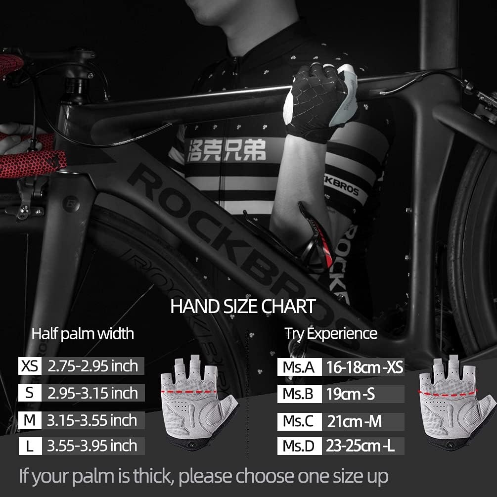 image:imageROCKBROS Cycling Gloves for Men Women Mountain Bike Gloves SBR Pad AntiSlip Road Riding Bicycle Biking Gloves for Cycling Motorcycle GymGray