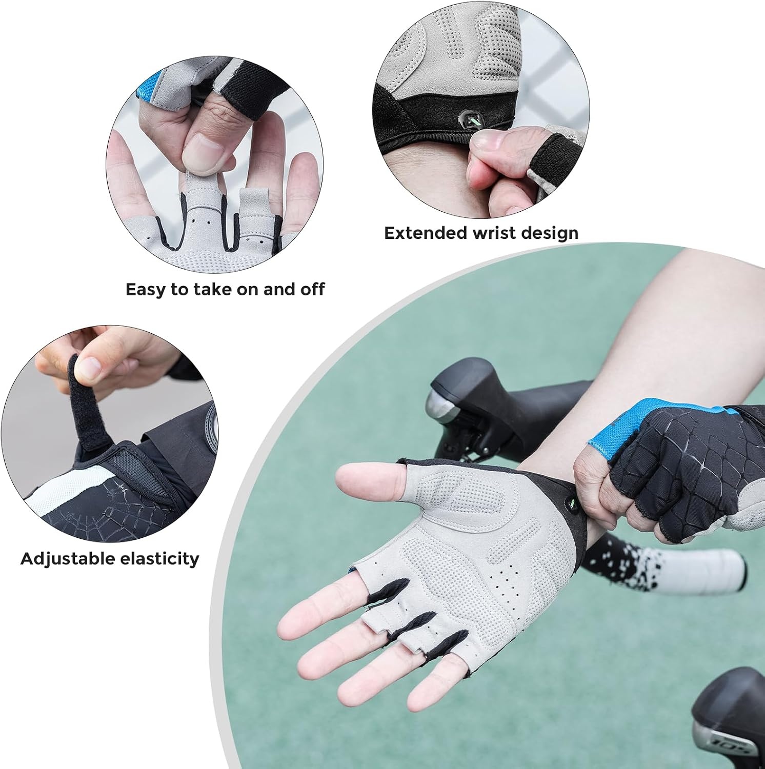 image:imageROCKBROS Cycling Gloves for Men Women Mountain Bike Gloves SBR Pad AntiSlip Road Riding Bicycle Biking Gloves for Cycling Motorcycle GymGray
