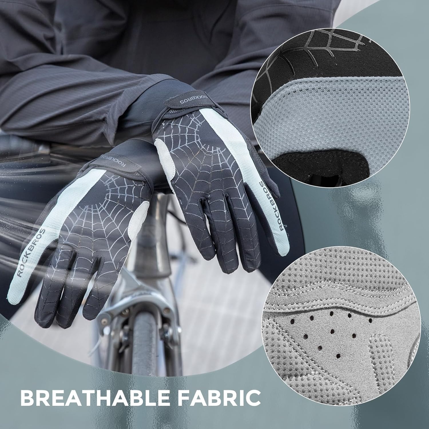 image:imageROCKBROS Cycling Gloves for Men Women Mountain Bike Gloves SBR Pad AntiSlip Road Riding Bicycle Biking Gloves for Cycling Motorcycle GymGreen