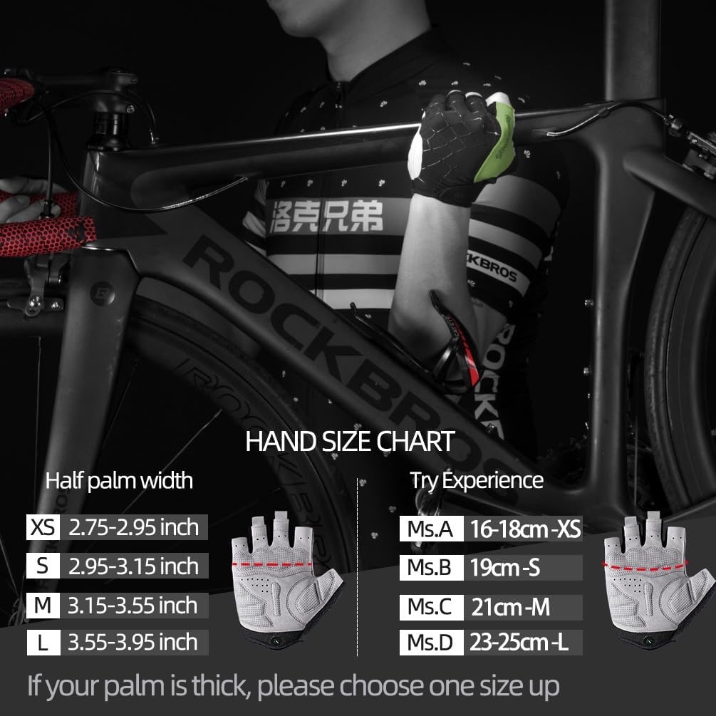image:imageROCKBROS Cycling Gloves for Men Women Mountain Bike Gloves SBR Pad AntiSlip Road Riding Bicycle Biking Gloves for Cycling Motorcycle GymGreen
