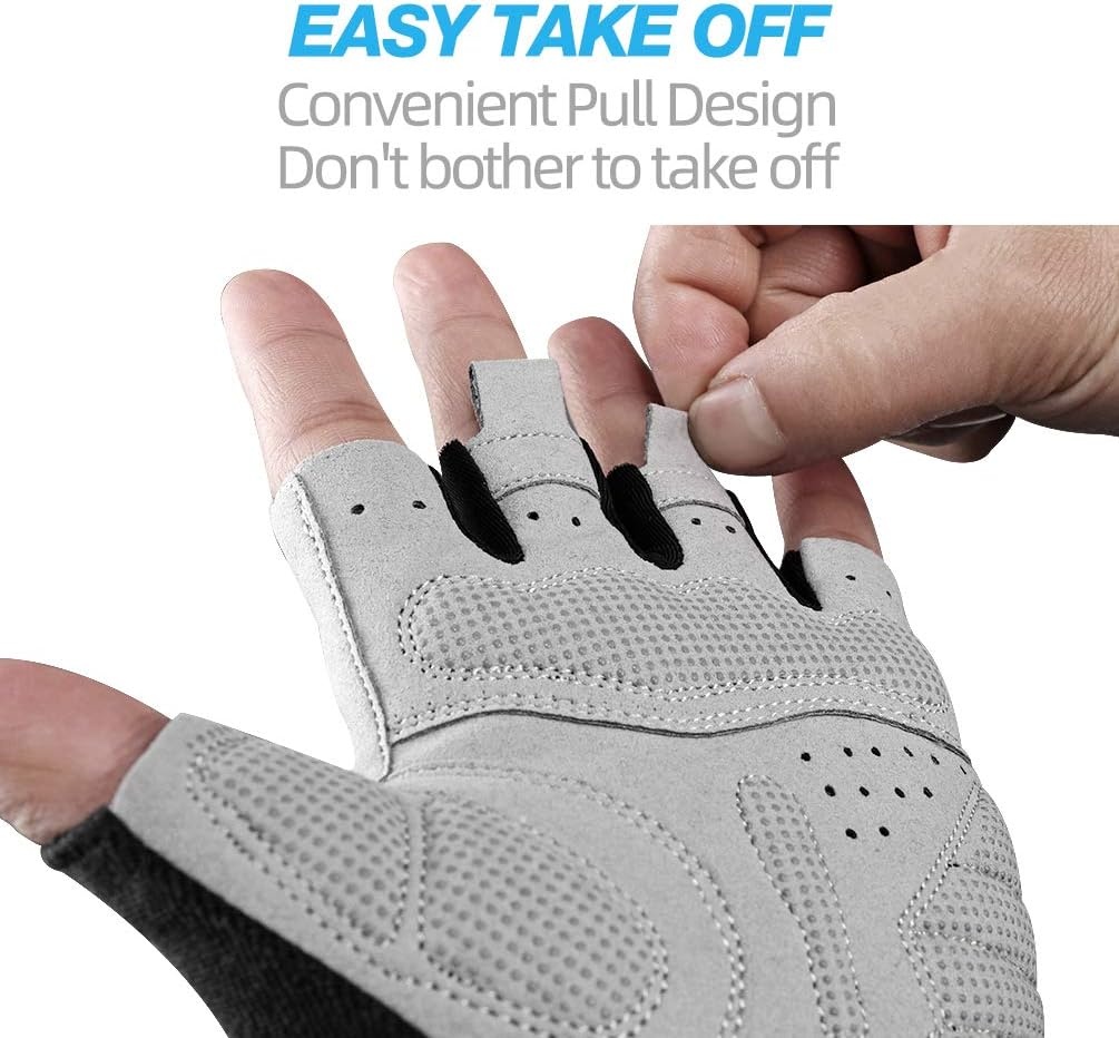 image:imageROCKBROS Cycling Gloves for Men Women Mountain Bike Gloves SBR Pad AntiSlip Road Riding Bicycle Biking Gloves for Cycling Motorcycle GymRed Black