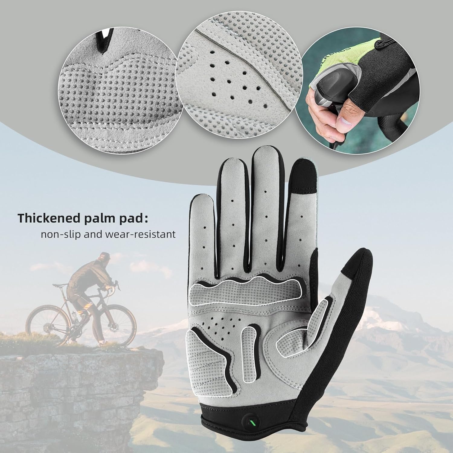 image:imageROCKBROS Cycling Gloves for Men Women Mountain Bike Gloves SBR Pad AntiSlip Road Riding Bicycle Biking Gloves for Cycling Motorcycle GymRed Black