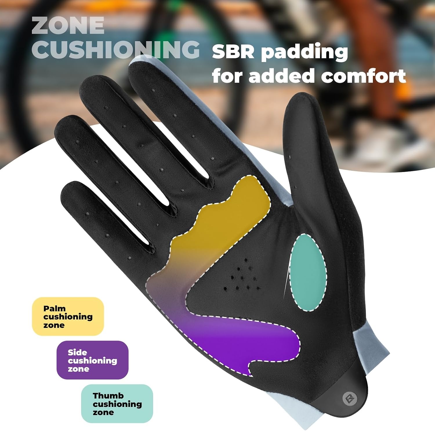 image:imageROCKBROS Cycling Gloves for Men Women SBR Padded Shock Absorbing Bike Gloves Breathable Touchscreen AntiSlip Palm Lightweight for BikingBlue