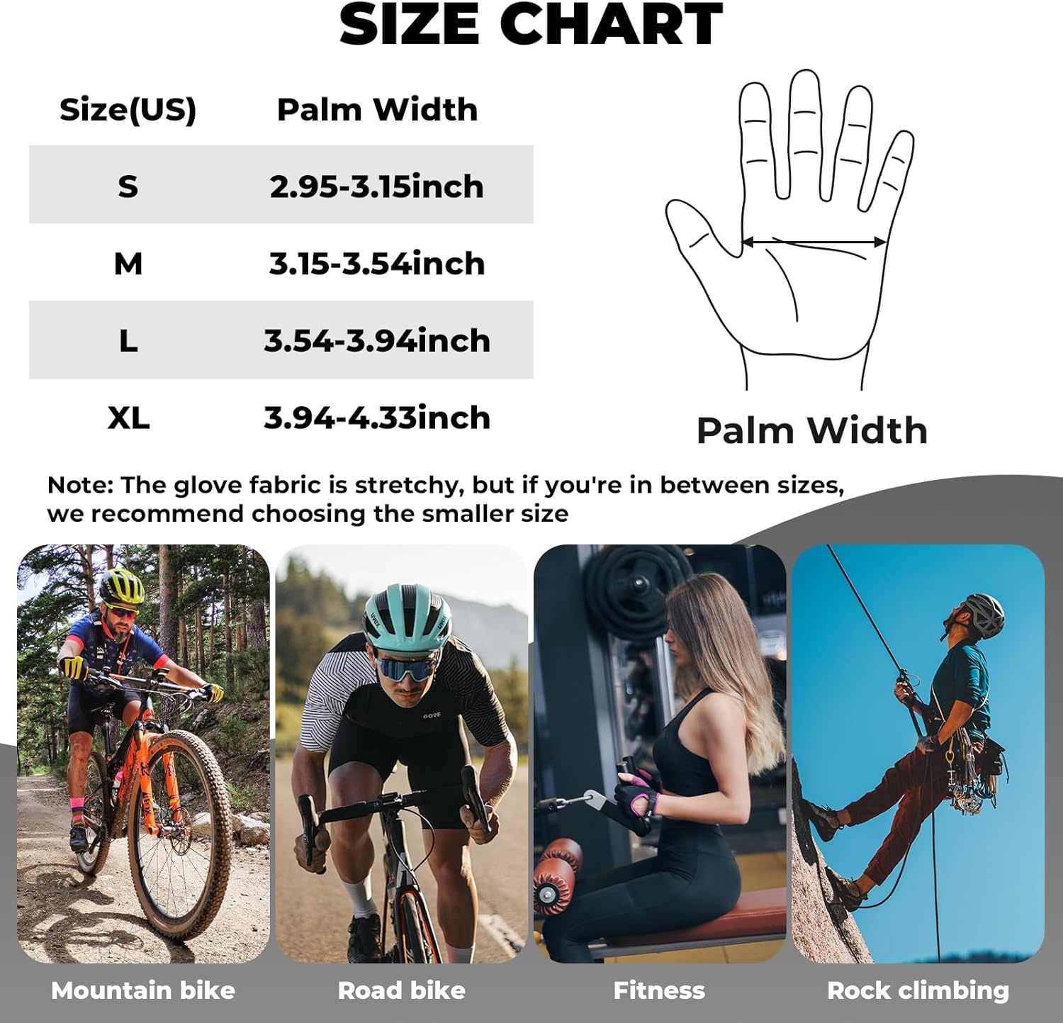 image:imageROCKBROS Cycling Gloves for Men Women SBR Padded Shock Absorbing Bike Gloves Breathable Touchscreen AntiSlip Palm Lightweight for BikingWhite