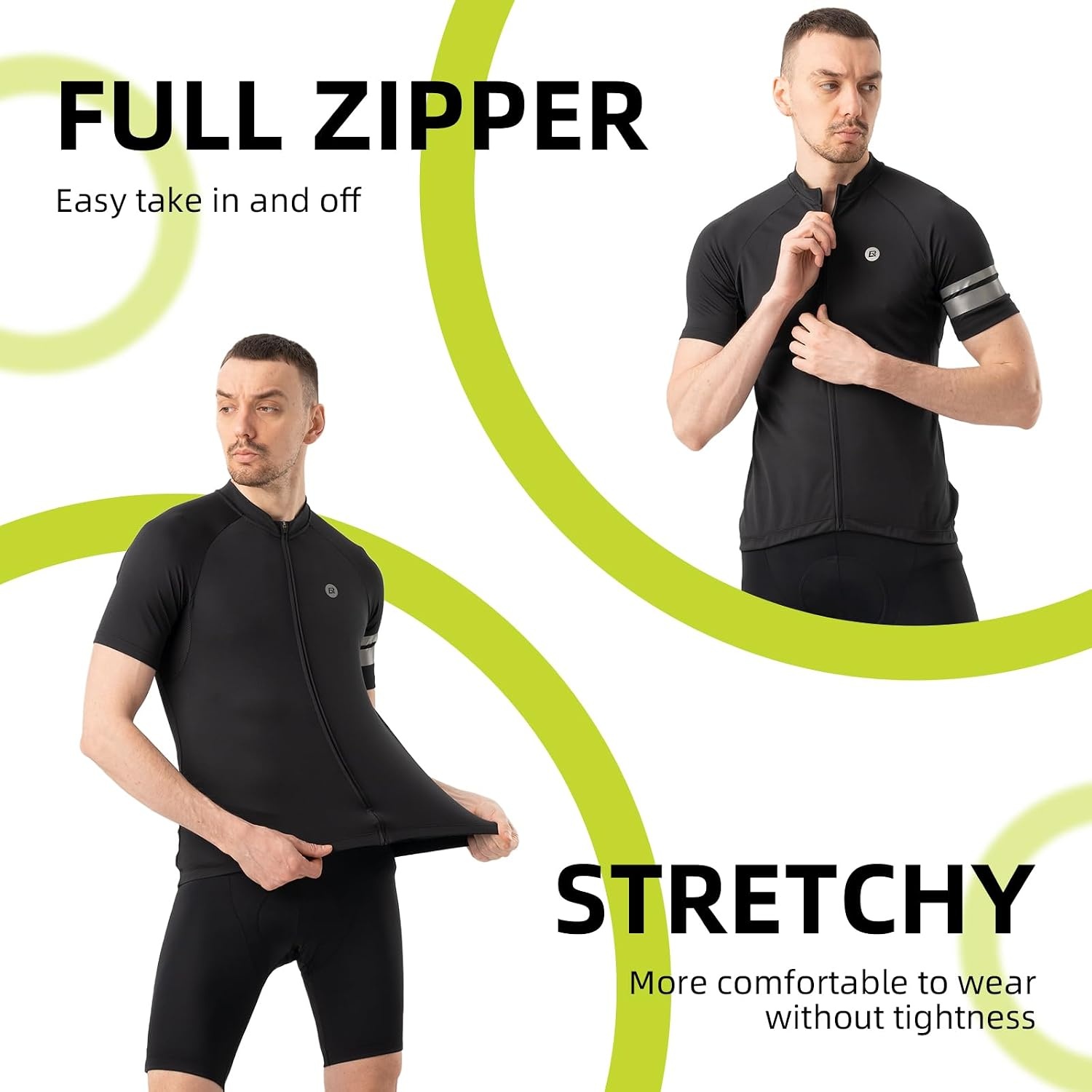 image:imageROCKBROS Cycling Jersey Full Zipper Bike Jersey with Pockets Short Sleeves Bicycle Jersey Breathable Cycling ShirtsBlack