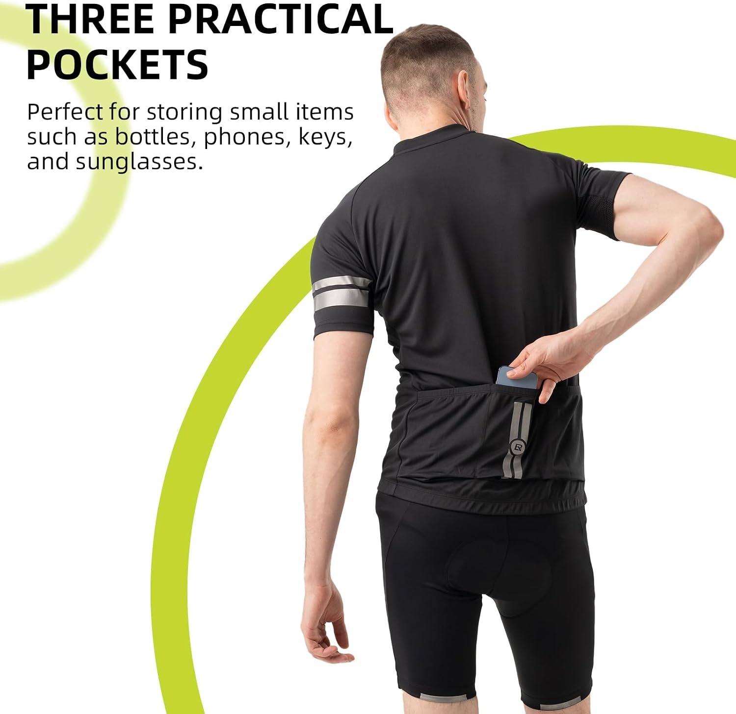 image:imageROCKBROS Cycling Jersey Full Zipper Bike Jersey with Pockets Short Sleeves Bicycle Jersey Breathable Cycling ShirtsBlack