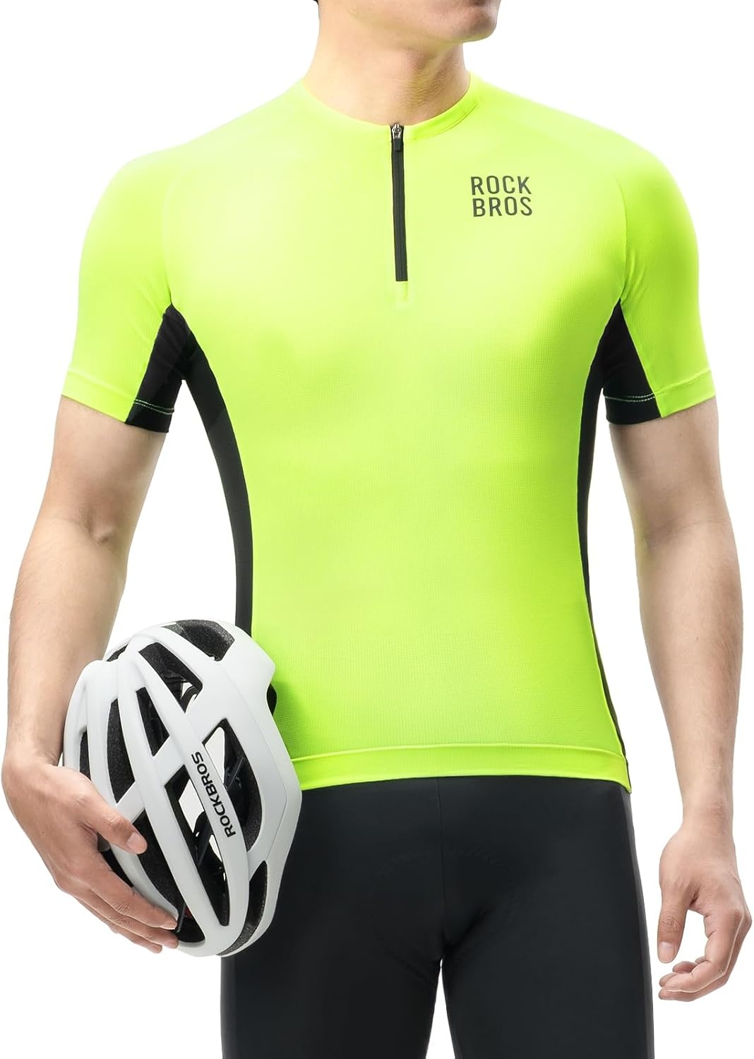 image:imageROCKBROS Cycling Jersey Men Short Sleeve Half Zipper with 3 Rear Pockets Bike Jersey for Men Cycling Quick Dry Bike Shirts