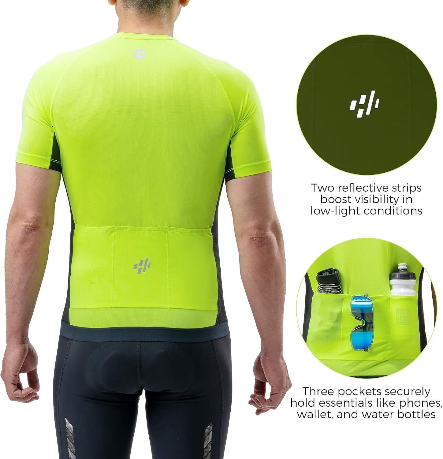 image:imageROCKBROS Cycling Jersey Men Short Sleeve Half Zipper with 3 Rear Pockets Bike Jersey for Men Cycling Quick Dry Bike Shirts
