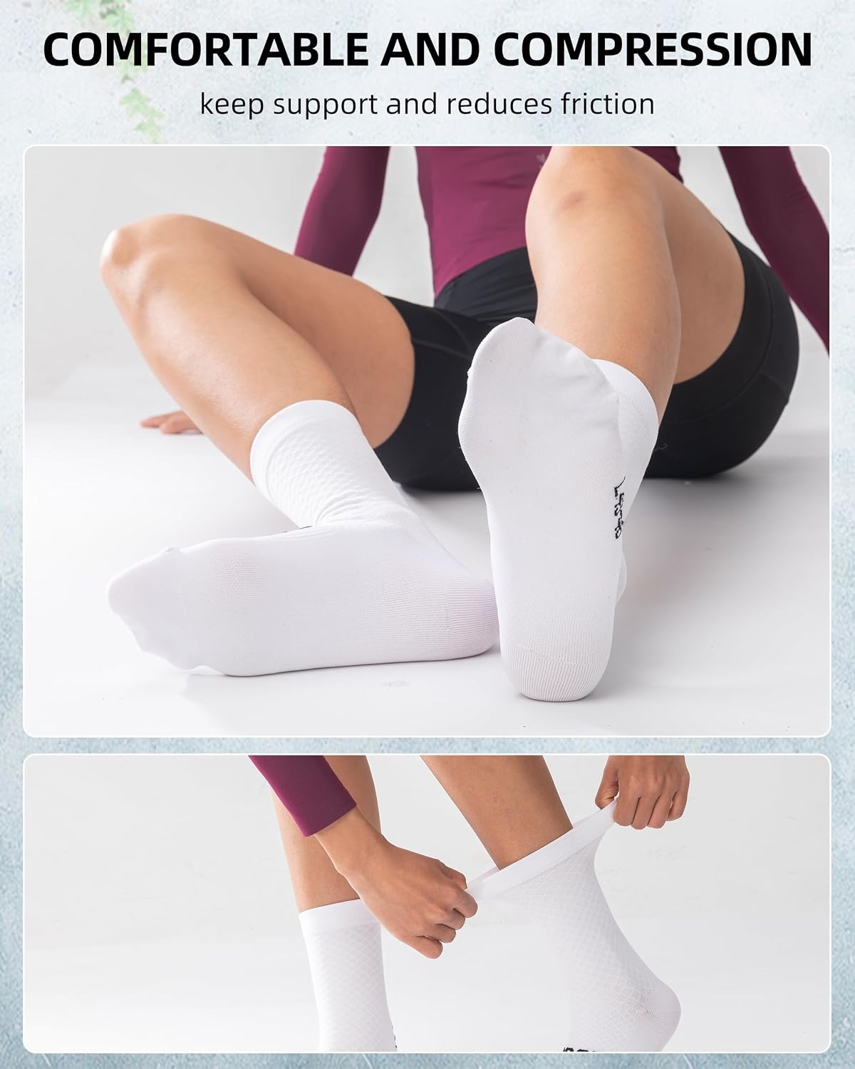 image:imageROCKBROS Cycling Socks for Men Women Breathable Wicking Bike Socks Compression Fit Tall Crew Road to Sky SeriesWhite1 Pair