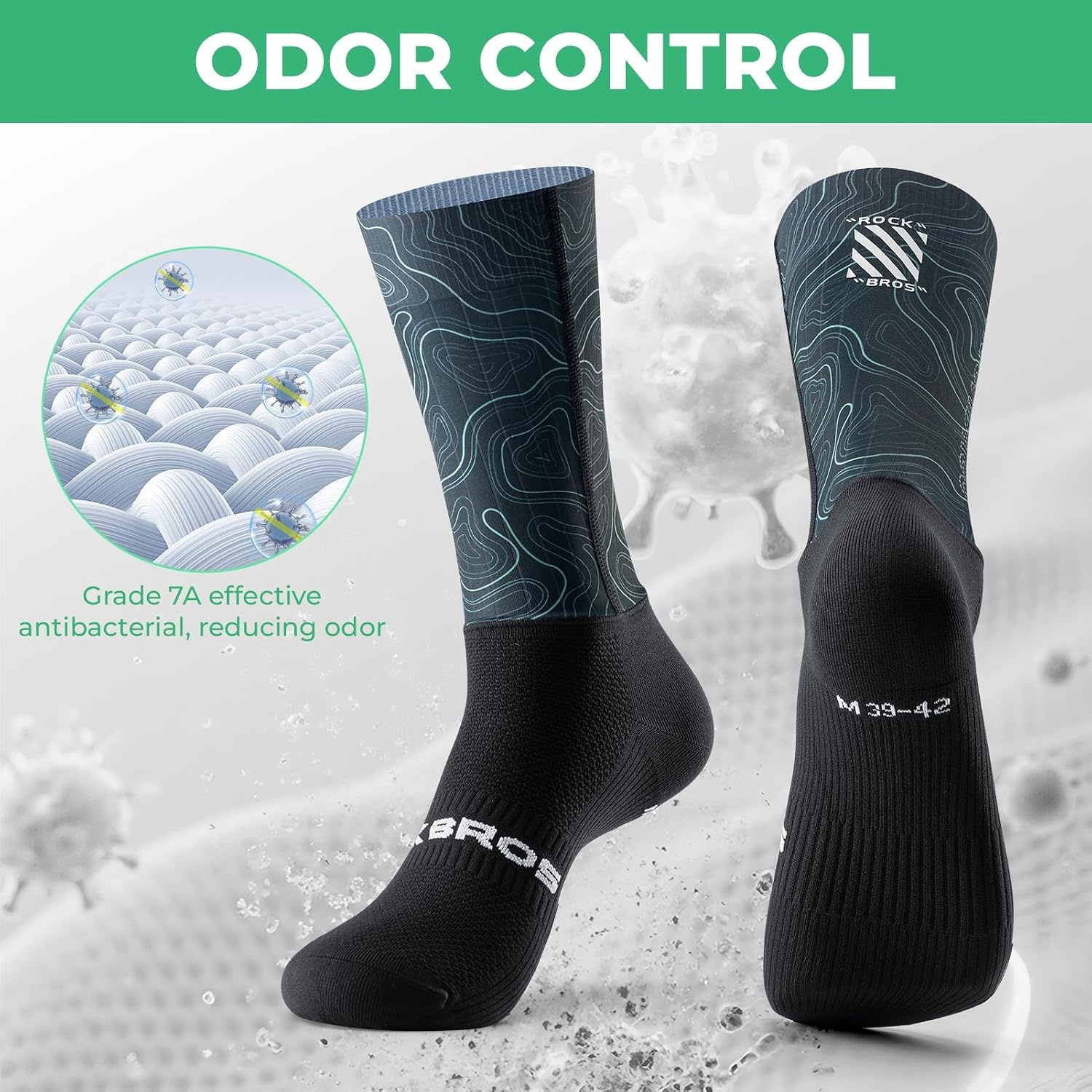 image:imageROCKBROS Cycling Socks for Men Women Novelty Crew Socks Breathable Wicking Bike Socks Compression FitGraffiti Purple