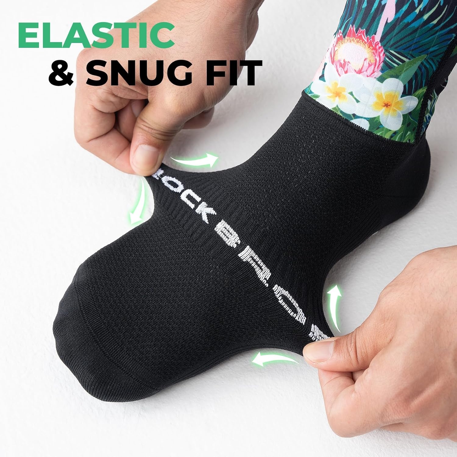 image:imageROCKBROS Cycling Socks for Men Women Novelty Crew Socks Breathable Wicking Bike Socks Compression FitRainforest Black