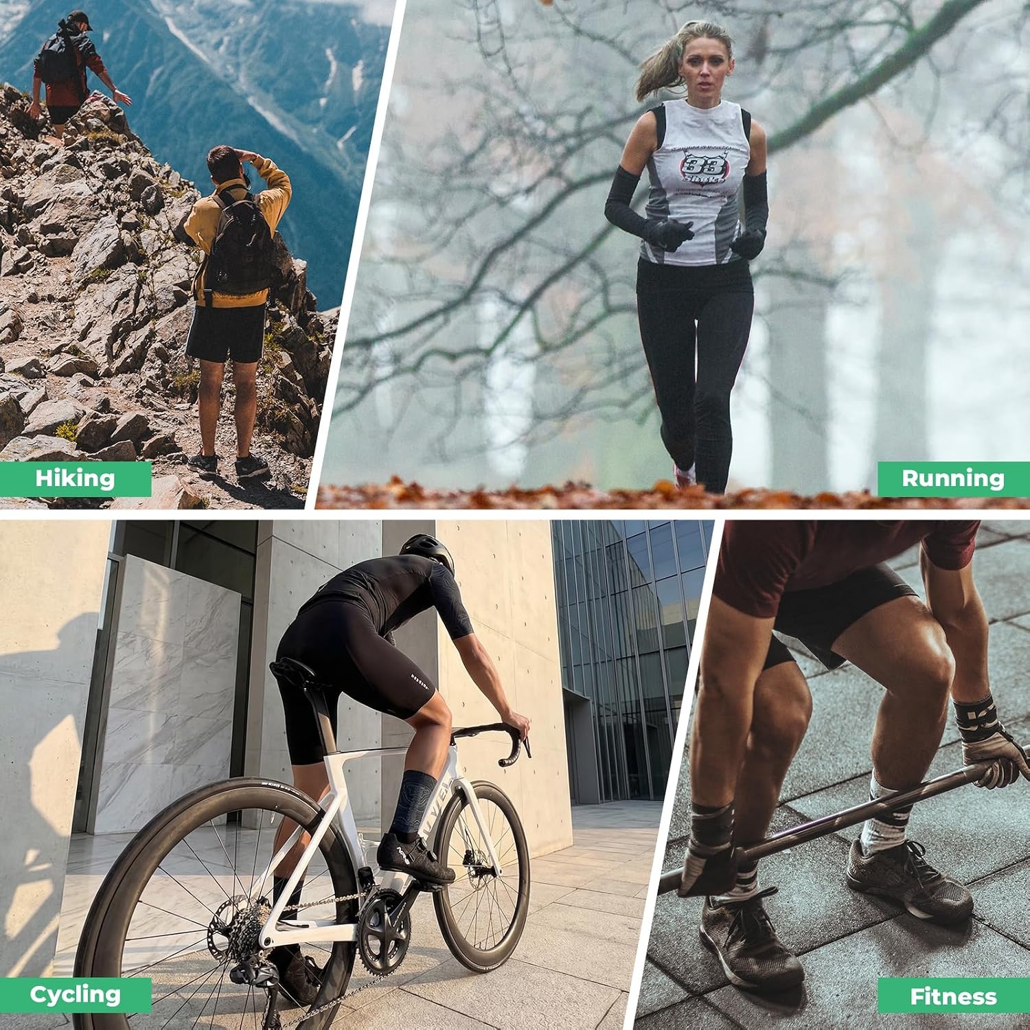 image:imageROCKBROS Cycling Socks for Men Women Novelty Crew Socks Breathable Wicking Bike Socks Compression FitRainforest Black