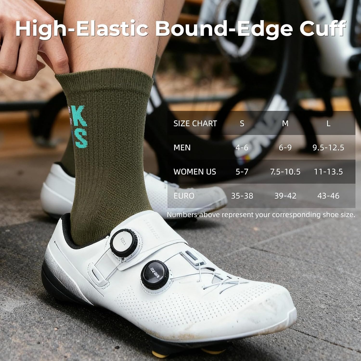 image:imageROCKBROS Cycling SocksCrew Length Bike SocksShockAbsorbing amp NonSlip4Season Versatilefor Men WomenBlack3 Pair