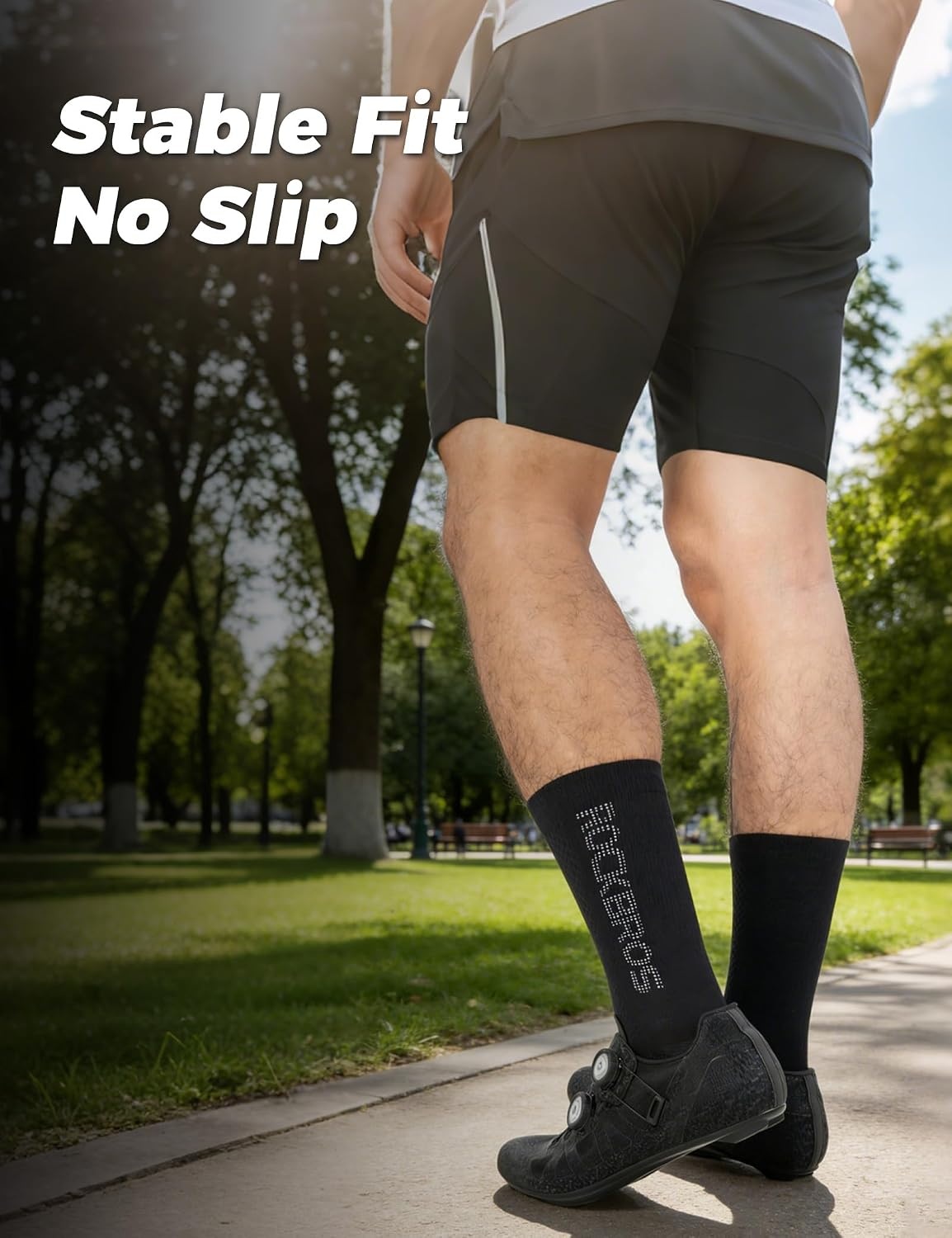 image:imageROCKBROS Cycling SocksCrew LengthBreathable amp NonSticky with reflective logoAll Seasons for Men Women Bike SocksBlack1 Pair