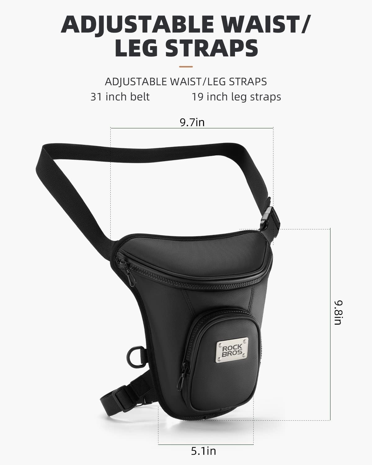image:imageROCKBROS Drop Leg Bag for Men Women Motorcycle Thigh Bag with Removable Leg Harness for Hiking Climbing Cycling Fishing Riding Travel