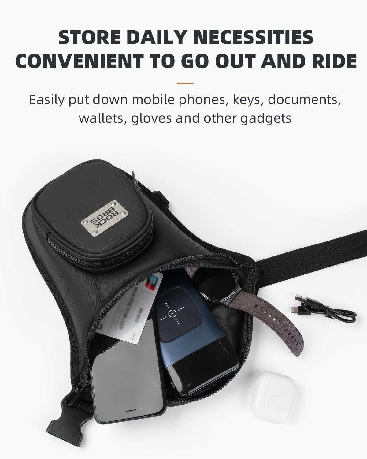 image:imageROCKBROS Drop Leg Bag for Men Women Motorcycle Thigh Bag with Removable Leg Harness for Hiking Climbing Cycling Fishing Riding Travel