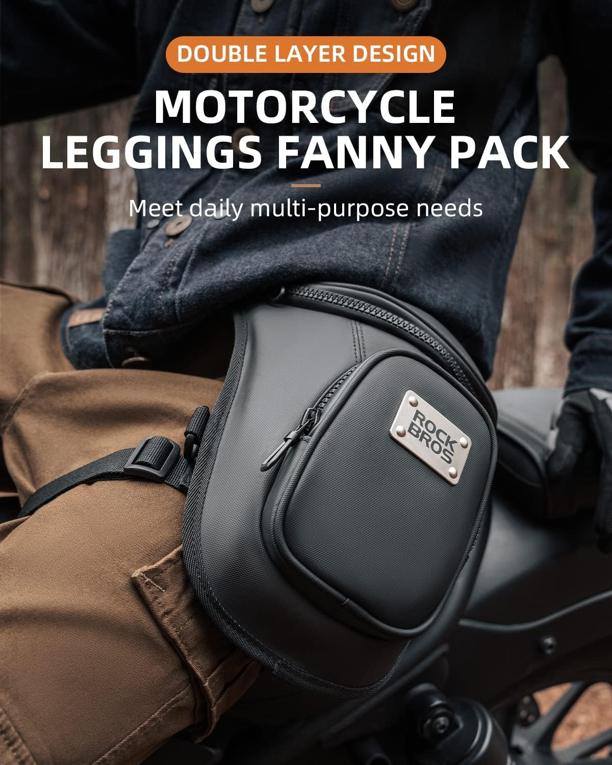 image:imageROCKBROS Drop Leg Bag for Men Women Motorcycle Thigh Bag with Removable Leg Harness for Hiking Climbing Cycling Fishing Riding Travel