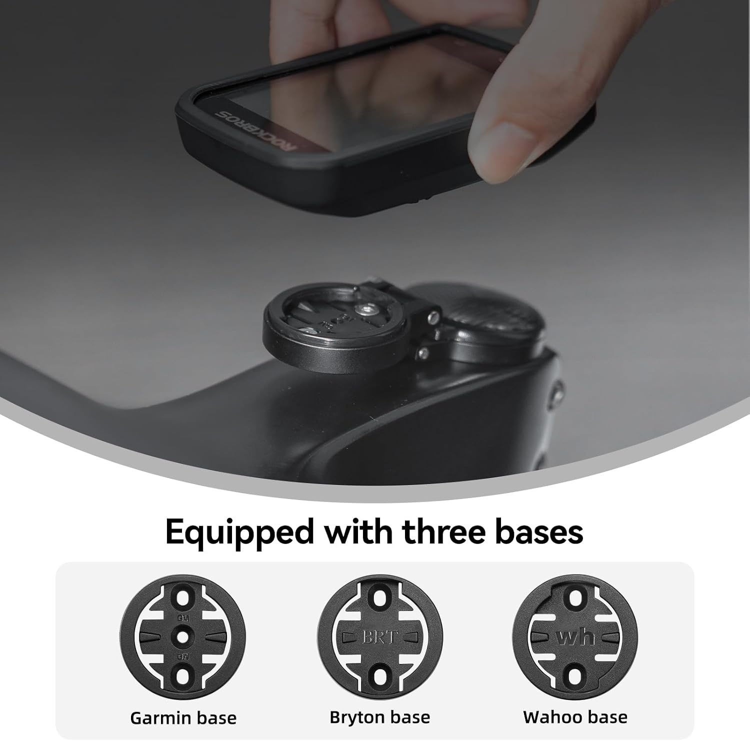 image:imageROCKBROS Headset Computer Mount Lightweight Aluminum Bike Computer Mount Centered View Adjustable AntiLoss Ready Compatible with Garmin amp Mainstream Watch Tables