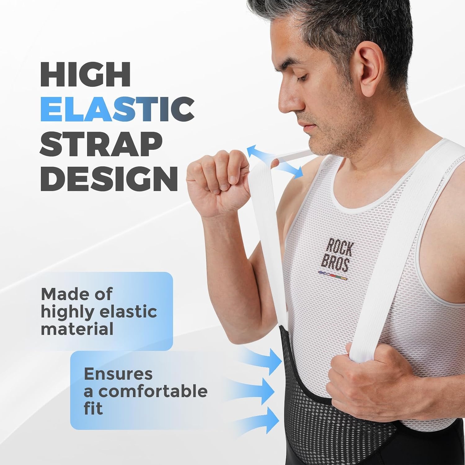image:imageROCKBROS Mens Cycling Bib Shorts Breathable Cycling Bibs Men with Pockets Bicycle Padded Riding Tights for Long Ride