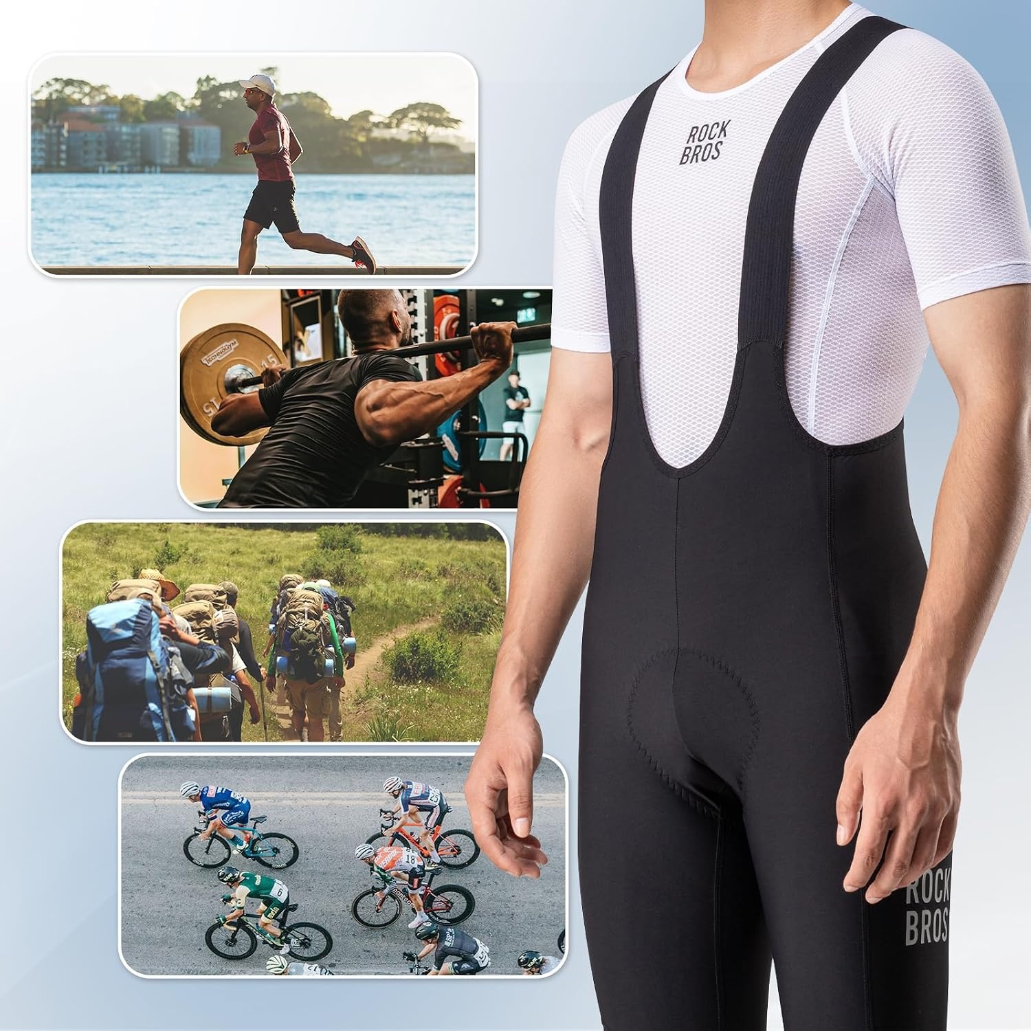 image:imageROCKBROS Mens Cycling Jersey 3D Mesh Compression Shirts Quick Dry Short Sleeve Base Layer for Road amp Mountain Biking White