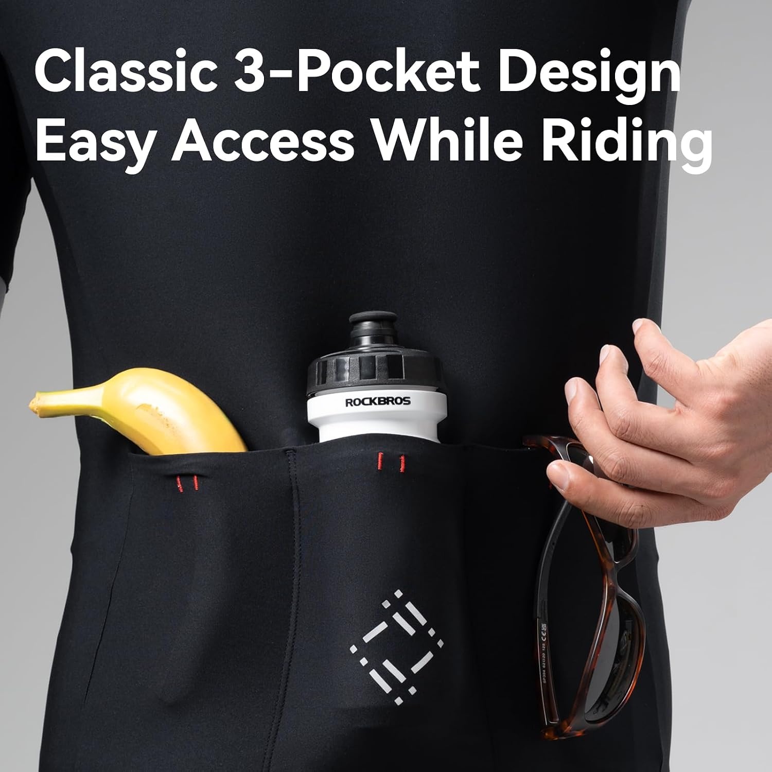 image:imageROCKBROS Mens Cycling Jersey Short Sleeve DualZone Ventilation SlimFit Full Zip 3 Pockets Lightweight Road MTB Biking