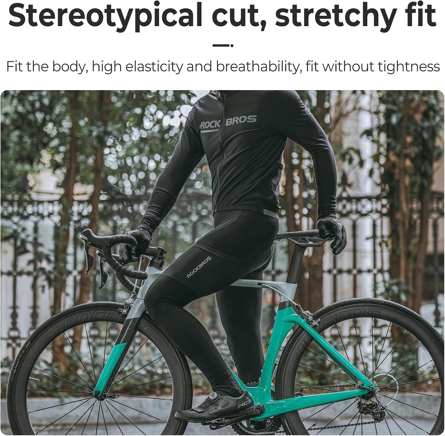 image:imageROCKBROS Mens Cycling Pants with 3D Padding Breathable Bike Tights for Road MTB Riding with Pockets BlackBlack