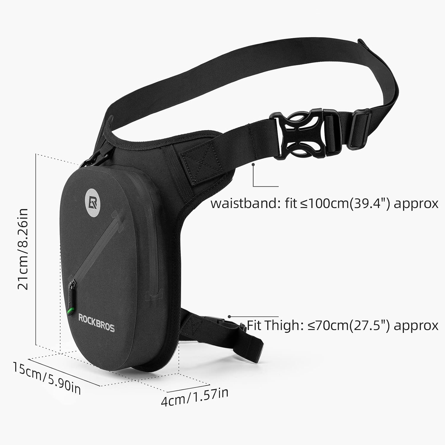 image:imageROCKBROS Motorcycle Drop Leg Bag Small Waterproof for Men Women Bike Riding Cycling Hiking Waist Pack Thigh Fanny Pouch Outdoor Travel Camping Casual Daypack Black
