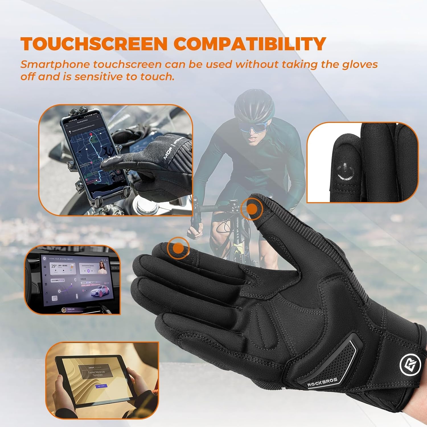 image:imageROCKBROS Motorcycle Gloves for Men amp Women Touchscreen Cycling Gloves with Breathable Hard Knuckles for Outdoor Sports Mountain Dirt Bike amp Bicycle MTBUS S Asia M