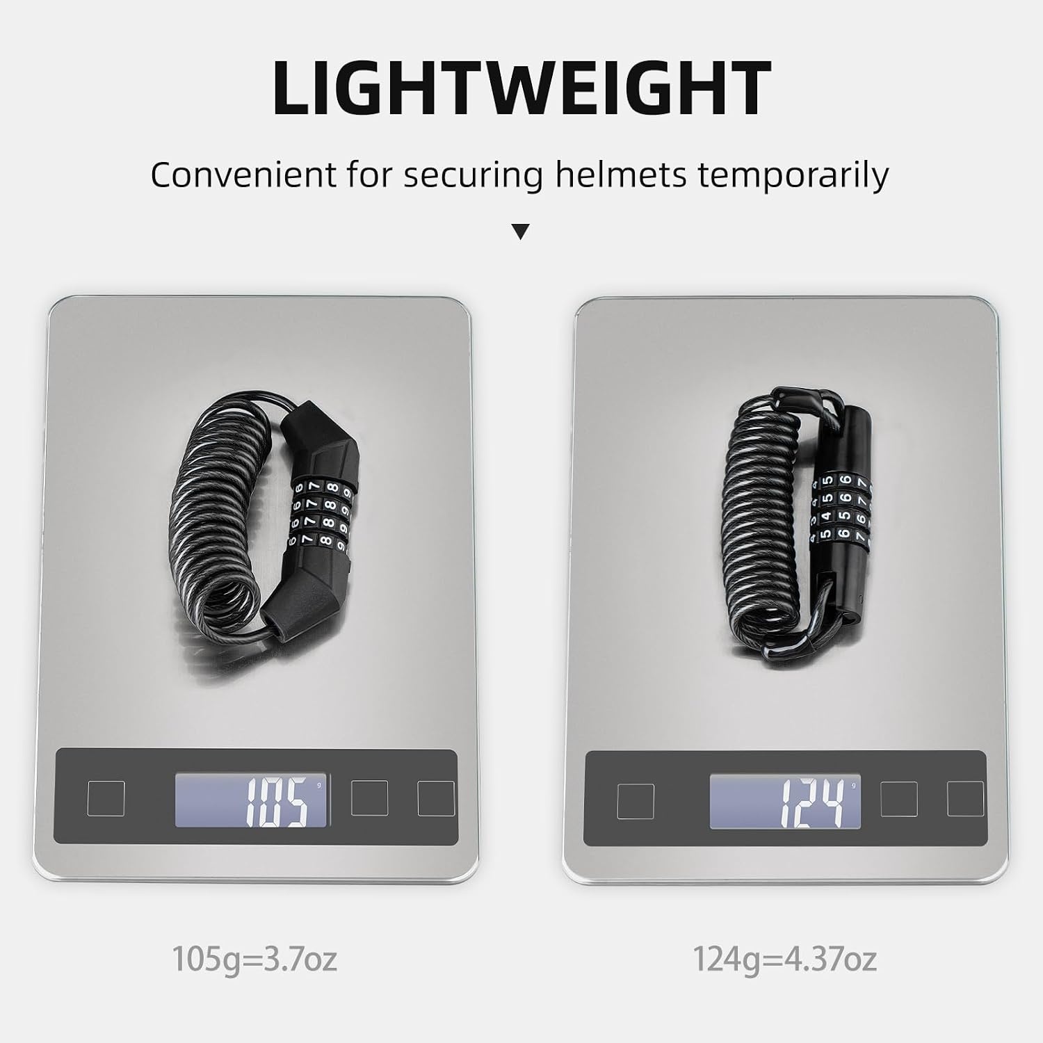 image:imageROCKBROS Motorcycle Helmet Lock with Retractable 4Digit Cable Lock for Bikes Strollers LuggageStraightBend