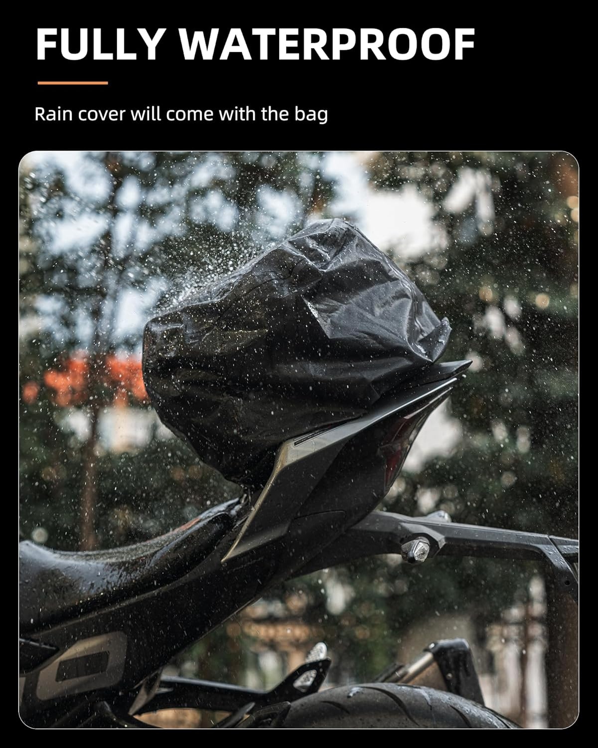 image:imageROCKBROS Motorcycle Tail Bag Waterproof Rear Seat Bag with Hard Shell Design 125L Large Motorcycle Backpack
